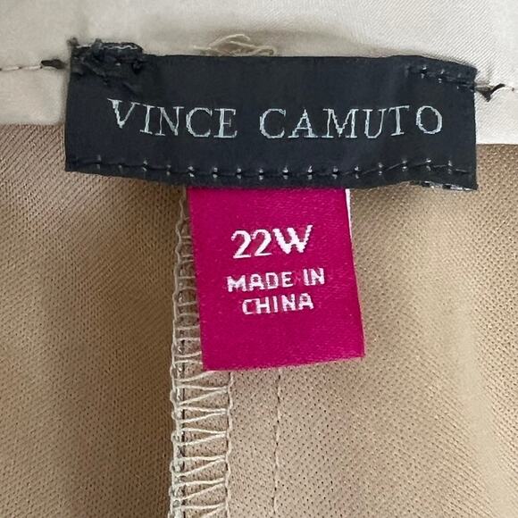 Vince Camuto Womens Faux Leather Pants 22W Gold Metallic Pull On Straight Leg - Picture 6 of 7